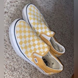 Yellow Checkered Slip-On Vans